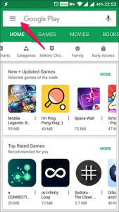 Google play menu